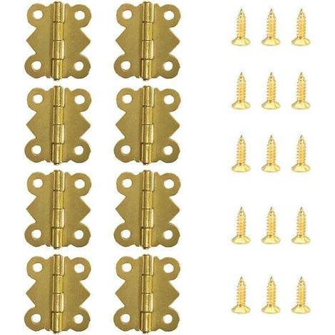 YMYNY Charnière pour meuble,50 Pièces Charnières Mini Papillon Charnières Laiton Rétro avec 200 pièces Vis de remplacement (20x 17mm)