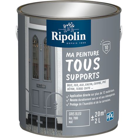 Peinture multi-support Ripolin RAL 7000 Gris bleu Mat 2L (1/5)