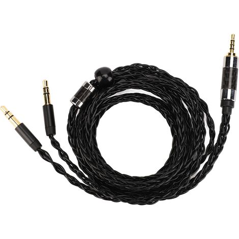 Câble audio 8 cœurs avec connecteurs 2,5mm équilibré vers double 3,5mm, gaine argentée pour remplacement écouteurs (1/5)
