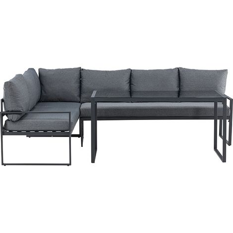 Zingaro Loungeset 1 Ecksofa, 1 Esstisch schwarz.
