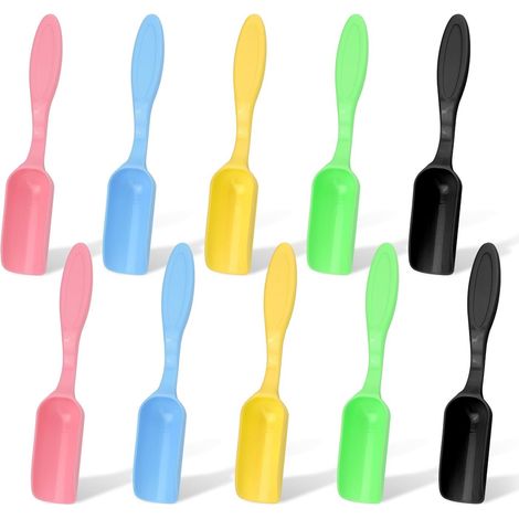 Lot de 10 mini cuillères colorées de jardinage, petites pelles de jardin, pelles de terre, pour jardinage, plantation, creusement, transplantation de plantes grasses (noir)