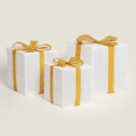 Pack  di 3 Scatole Regalo Natalizie LED a Pile Noelle (1/5)