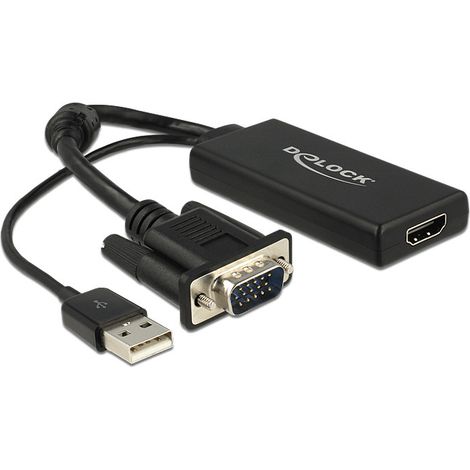 Delock 62668 VGA / HDMI Adaptateur [1x VGA mâle - 1x HDMI femelle] noir 25.00 cm (1/3)