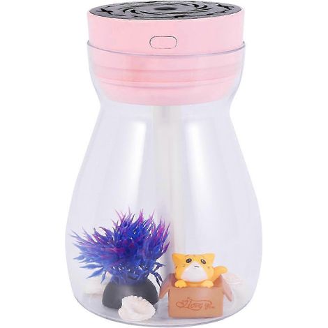 Humidificateur d'air rose à brume fraîche, rechargeable par USB, idéal pour le bureau et la chambre. (1/5)