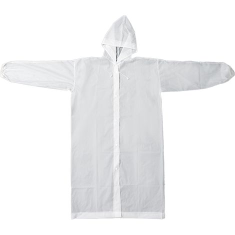 Poncho de pluie réutilisable pour adulte, imperméable épais en EVA, équipement imperméable avec capuche et cordon de serrage pour randonnée, Camping, cyclisme, blanc (1/5)