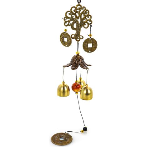Glücks-Windspiel, 3 Feng-Shui-Glocken mit Umhängeband für Zuhause, Garten, hängende Dekoration, Geschenk (1/5)