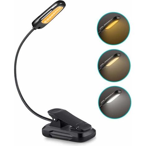 Lampe de Lecture Liseuse Lampe pour Livre,USB Rechargeable Lampe Lecture 9 LED con 3 Modes de Luminosité et 3 Température de Couleur,360°Cou Flexible Lampe Pince Veilleuse pour Lit,Chevet,Nuit (1/5)