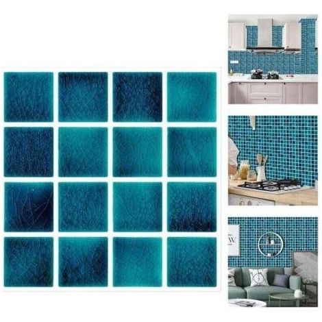 Autocollant en Tuile pour Salle de Bain et Cuisine, 30 Pièces Stickers Carrelage Autocollant Mural Imperméable, Stickerscarrelage Adhésifs pour Les Carreaux de Murs Décor de Taille 10x10cm (1/4)