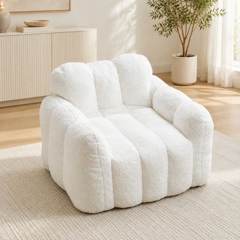 Poltrona sacco per adulti in velluto rosa 105 x 90 x 75 cm, senza montaggio HAVRYA (1/5)