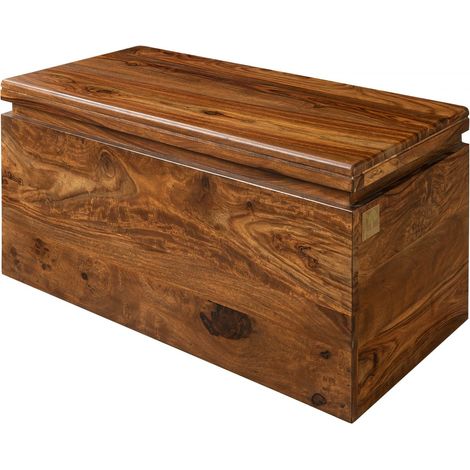 TORONTO 216 Cassapanca in legno di sheesham - cerato / noce 80x40x40 (1/3)