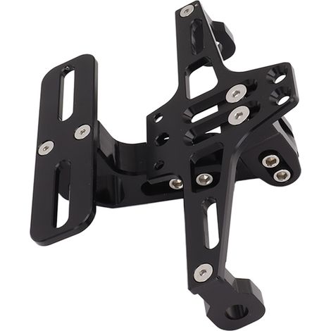 Support de plaque d'immatriculation arrière pour moto en alliage d'aluminium, réglable et universel, avec éclairage intégré. (1/5)
