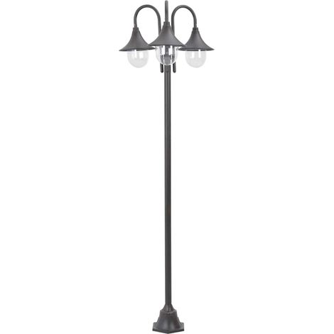 Garten-Pollerleuchte E27 220 cm Aluminium 3-Laterne Bronze vidaXL
