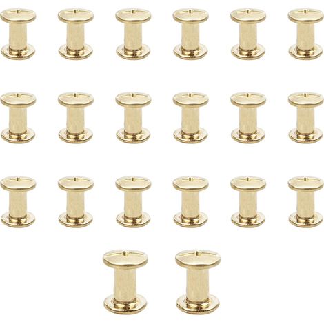 Lot de 20 vis Chicago M5x10mm Vis de reliure Rivet à clous en métal Vis Chicago à tête cruciforme pour ceinture en cuir Bricolage Livre de scrapbooking - Couleur or (1/5)