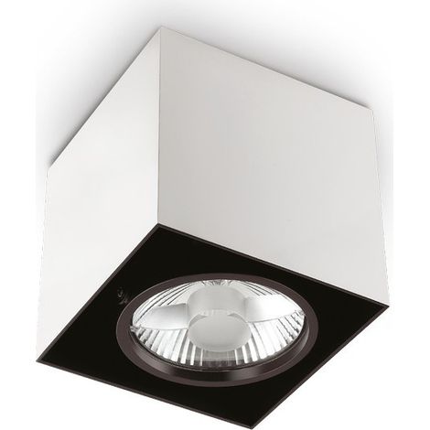 Ideal Lux Mood - Downlight à 1 lumière, petit carré, monté en surface, blanc, GU10