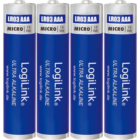 4 Stück AAA-Alkaline-Batterien, 1,5 V Ultra Power, langlebiges Netzteil LogiLink (1/5)