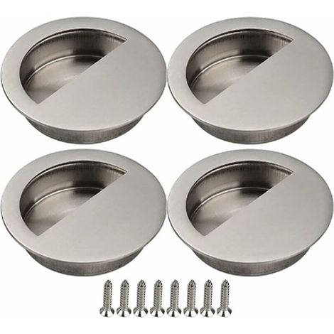 Lot de 4 poignées de porte coulissante, en acier, avec vis pour meuble et armoire
