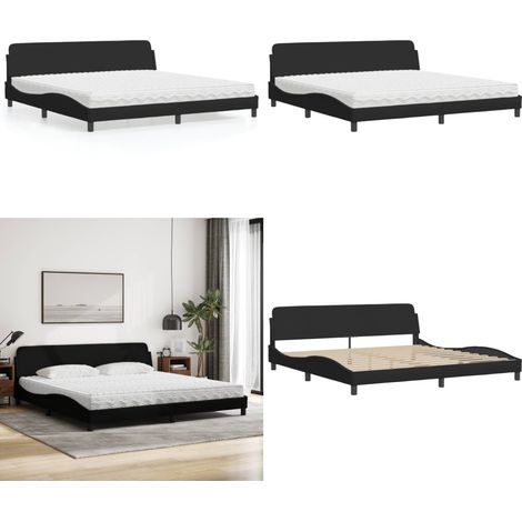 Bett mit Matratze "Dover" Schwarz 200x200 cm Stoff - Matratze - Schaumstoffmatratze (1/5)