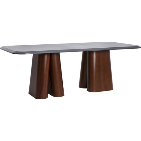 Table à manger contemporaine bois MDF finition brune élégante - Brun bois naturel contemporain (1/5)
