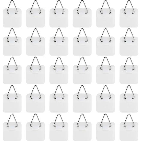 Lot de 30 Crochet Autocollant pour Tableau, Crochets Muraux Adhésifs pour Cadres Photos, Accroches Solides 5kg Maximale, Installation Facile sans Outils