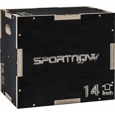 Plyo-Box, 3 Höhen, 40,5 x 35,5 x 30,5 cm, Schwarz, Tragkraft 120 kg