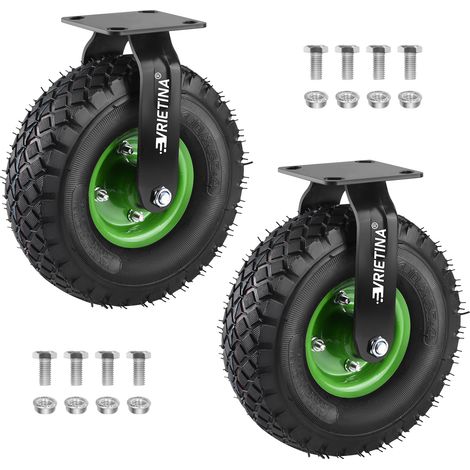 2 Roulettes Fixes Charge Lourde 250mm pour Extérieur Roues Gonflables 270KG Antichocs avec Treads Anti-Dérapants pour Chariots, Atelier, Meuble Jardin et Équipement Lourd et Industrie (1/5)
