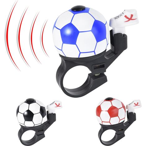 3 Pièces Sonnette Velo Football, Rigolo Klaxon Velo Puissant, Créatif Sonette Velo, Sonnette Velo Adulte Enfant pour Guidon de 22mm, Sonnette de Vélo pour Vélo de Route, VTT et Scooter (1/5)