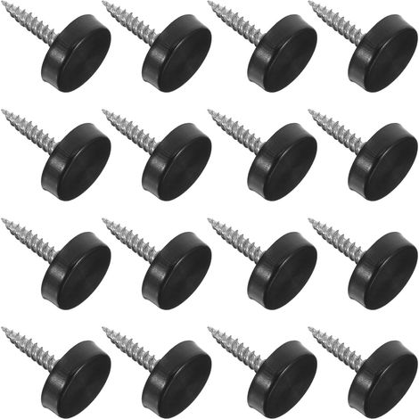 Healeved Lot de 16 vis publicitaires en acier inoxydable noir, diamètre mm, pour miroirs et