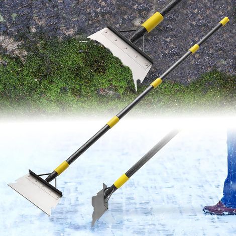 Pelle de nettoyage avec manche de 200 cm - Appareil de désherbage - Pelle de jardin plate multifonction - Pour désherber, gratter et enlever la glace (1/5)