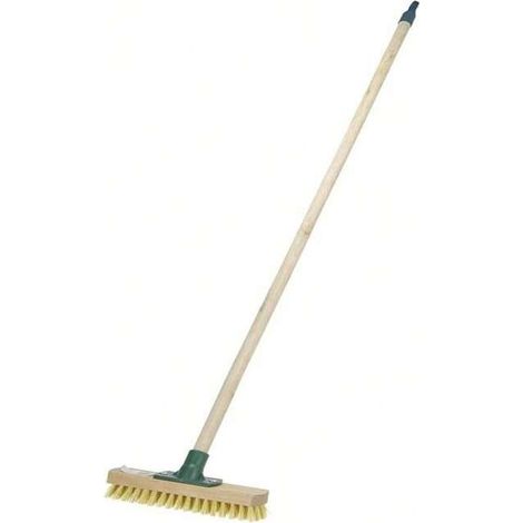 Klassische 24 cm Bürste mit Griff, Langstielbürste, Reinigungswerkzeug, vielseitig einsetzbar, robuste Scheuerbürste. (1/4)
