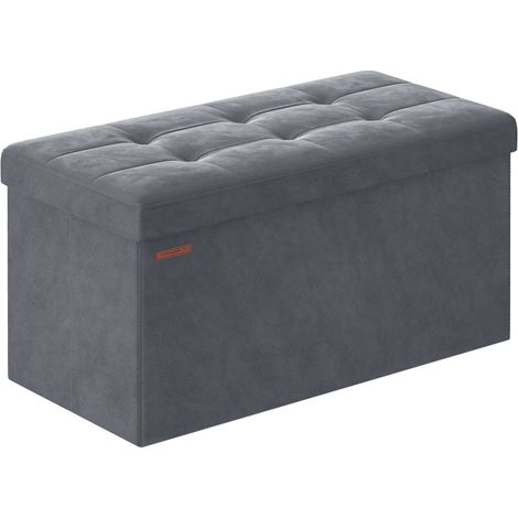Banco de almacenaje de terciopelo con tapa y 2 compartimentos extraíbles capacidad de carga 300 kg para pasillo salón dormitorio gris 120004157 (1/4)