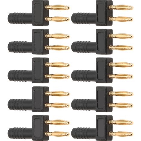 U41 Lot de 10 fiches bananes 2 mm plaquées or à double rangée : connexion rapide et contact fiable pour équipements électriques (1/5)