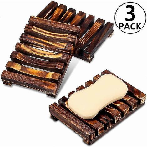 Porte-savon en bois, ensemble de douche 3 pièces, porte-savon de cuisine fait main, porte-savon en bambou naturel (1/5)
