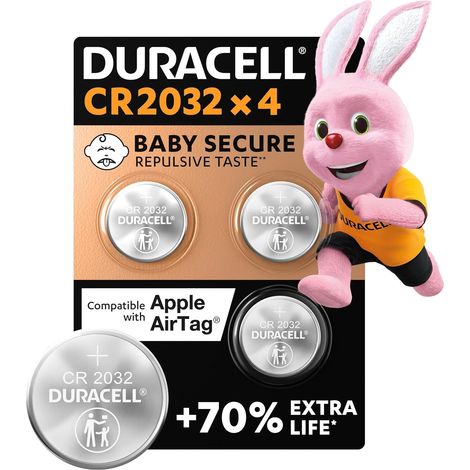 Pack de 4 piles Duracell Lithium CR2032