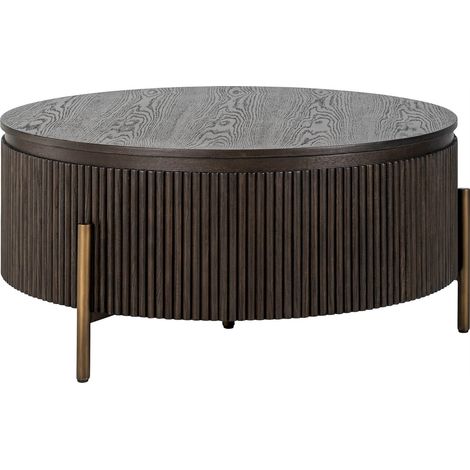 Table de salon Luxor 95Ø - Marron sur piètement doré (1/5)