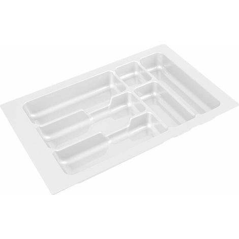 Range couverts pour intérieur de tiroir en plastique redécoupable Organiseur Ustensile Cuisine Rangement, 6 compartiments 335 x 490 mm blanc (1/2)