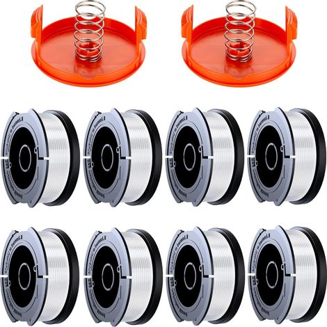 Geeignet für Black & Decker Freischneider - Freischneider-Kabeltrommeln (8er-Pack), A6481 A6485, 1,65 mm Rasenmäher-Kabeltrommeln (8 Freischneiderkabel, 2 Kappen, 2 Federn)