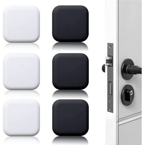 6 Pièces Butée de porte murale noire/blanche adhésive 45mm45mm Bloc porte Stop porte mural adhesif Butoir porte mural adhesif (1/5)