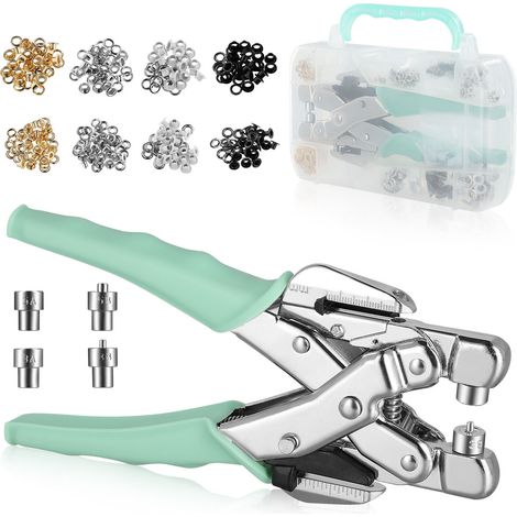 Kit de pince à riveter 160 pièces (pince à riveter + 160 rivets) – Kit d'outils pour rivets métalliques de 3 mm et 5 mm, idéal pour la confection de tissus, chaussures, cuir, sacs et vêtements (1/5)
