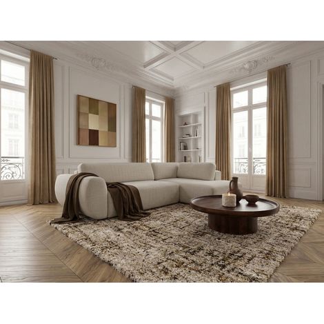 BOBOCHIC - Canapé angle L convertible coffre DENISE tissu texturé Angle droit  Blanc (1/5)
