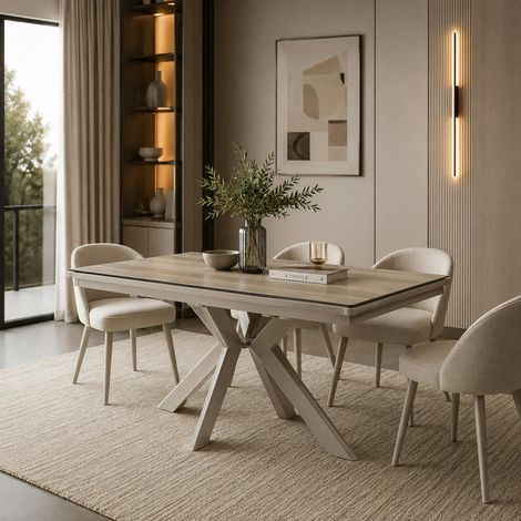 Table céramique extensible effet chêne 120-220 cm LUGANO (1/5)