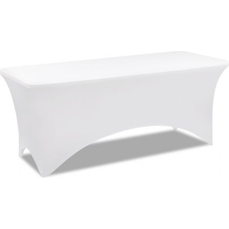 GENERIC-Housse extensible blanche pour table pliante 180 cm – Tissu polyester et élasthanne 165 gr/m² – Lavable en machine (1/5)