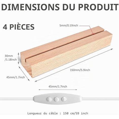 Wooden LED Bases Rectangular Wooden Base Ornaments USB Light Base Stand LED Base for Acrylic Glass LED Display Base for Glass Block Crystals (1/2)