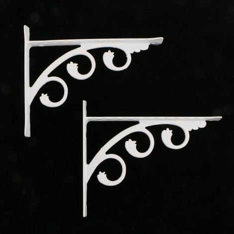 2 Pièces Support D'étagère Mural En Forme De L Support Suspendu En Métal Blanc 15x20cm (1/5)
