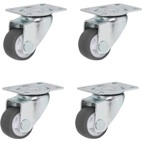 Lot de 4 roulettes pivotantes noires de 50 mm avec frein, pour meuble et transport (1/5)