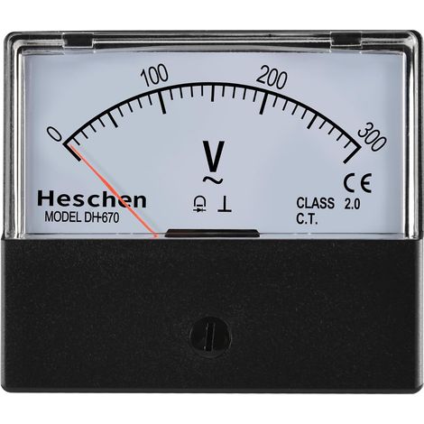 Panneau de voltmètre analogique rectangulaire, style tensiomètre 670, 0 à 300 V CA, classe 2.5 (1/5)