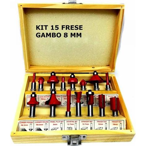 SET 15 PZ FRESE LEGNO FRESE PER SCANALARE GAMBO 8MM FRESATRICE PANTOGRAFO