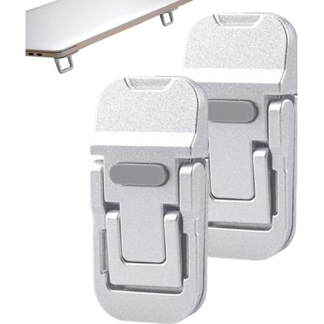 Support pour ordinateur portable - Rehausseur réglable - Travail confortable - Pliable et invisible - 6 x 3 x 0,9 cm - Argent (1/5)
