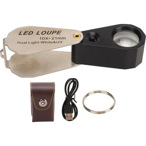 Loupe de Bijoutier Professionnelle 10X avec LED pour Vérifier Bijoux, Pièces et Montres (1/5)