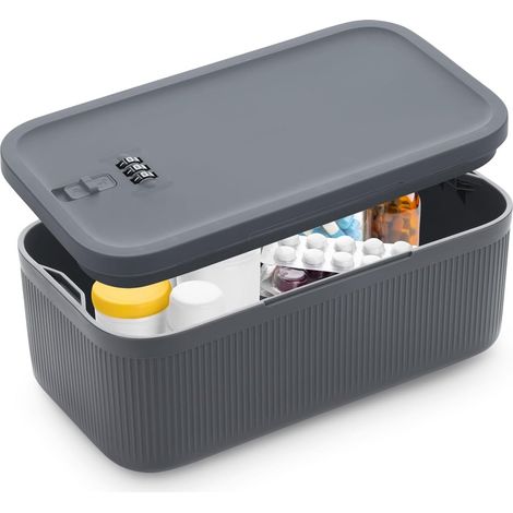 Scatola portaoggetti con serratura a combinazione, 23,9×13,1×9,6 cm, multifunzionale per telefono, medicinali, alimenti, articoli da viaggio ed effetti personali. (1/5)