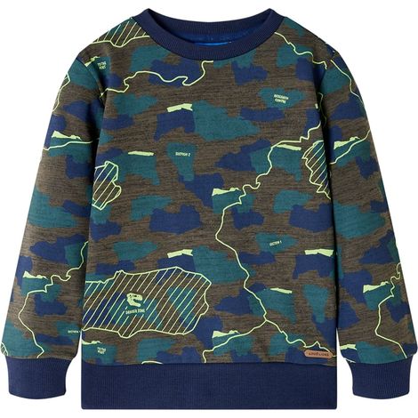 Teenpull – Kinder-Sweatshirt Dunkles Khaki Melange 140 (1/5)